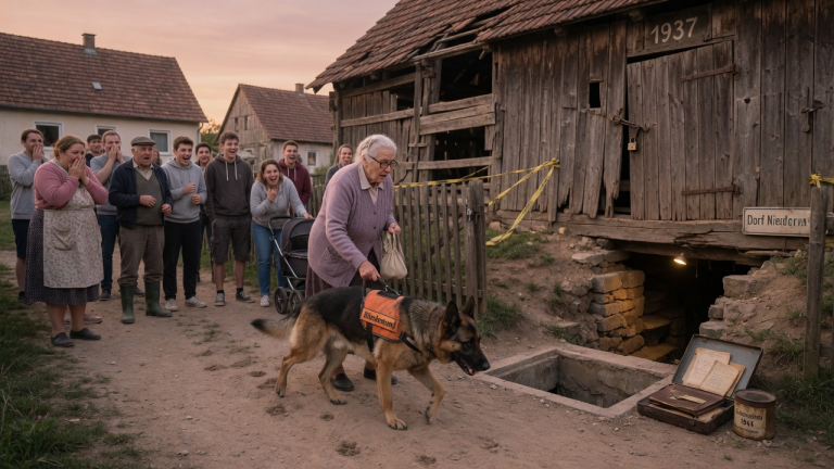 Das ganze Dorf lachte über den Hund der blinden Frau – bis er sie zu dem Geheimnis unter der alten Scheune führte
