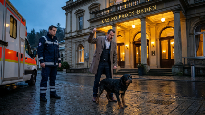 DER CASINOBESITZER SCHLUG DEN DURCHNÄSSTEN ROTTWEILER VOR DEM BADEN-BADENER EINGANG MIT SEINEM SILBERSTOCK — NOCH IN DIESER NACHT FÜHRTE DER HUND DIE RETTUNGSKRÄFTE IN DIE TIEFGARAGE…