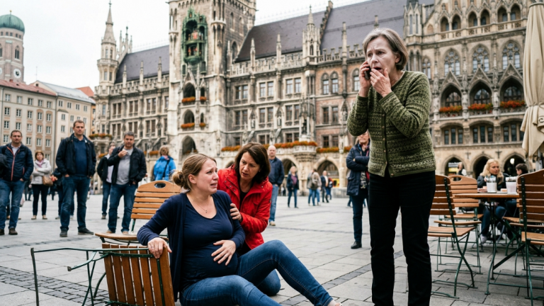 DIE SCHWIEGERMUTTER STIESS DIE SCHWANGERE SCHWIEGERTOCHTER AUF DEM MARIENPLATZ VOM STUHL, WEIL SIE DACHTE, SIE TÄUSCHE IHRE KRANKHEIT NUR VOR, UM MITLEID ZU BEKOMMEN, DOCH DER ANRUF DES ARZTES LIESS IHR GESICHT WEISS WIE PAPIER WERDEN.