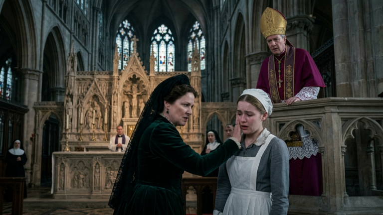 DIE GRÄFIN OHRFEIGTE DIE ZOFE VOR DEM ALTAR DER KATHEDRALE … DANN SAH DER ERZBISCHOF DAS MUTTERMAL UNTER IHREM KRAGEN.