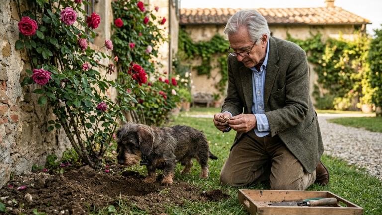 DER DACKEL GRUB IMMER WIEDER UNTER DEM ROSENBEET DER VILLA — BIS DER NOTAR DEN NAMEN AUF DEM VERGRABENEN EHERING LAS…