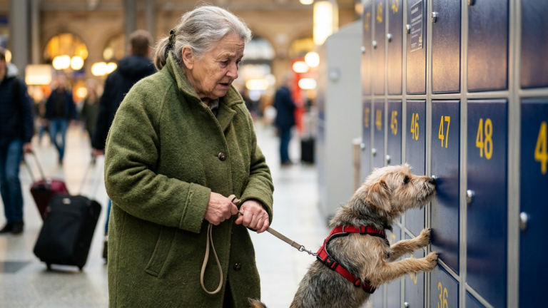 DER BLINDE HUND ZOG SEINE BESITZERIN IM MÜNCHNER BAHNHOF IMMER WIEDER ZU SCHLIEẞFACH 47 — BIS DER ALTE SCHLÜSSEL IN IHREM MANTEL PLÖTZLICH PASSTE.