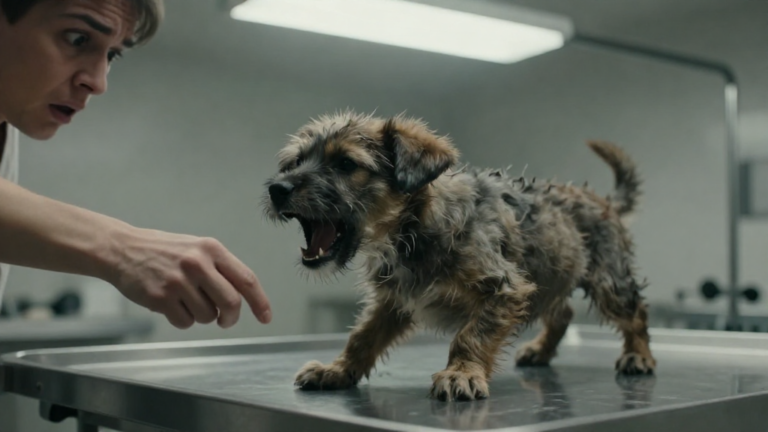 Everyone thought this tiny puppy was just a monster, but I realized why he lunged only when we touched his head after seeing what was underneath. – storyteller