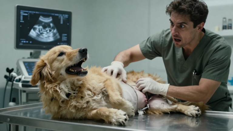 “For Three Weeks, This Pregnant Rescue Dog Snapped at Anyone Who Neared Her Belly. When the Ultrasound Finally Showed What Was Hiding Inside, Every Vet in the Room Froze.” – storyteller