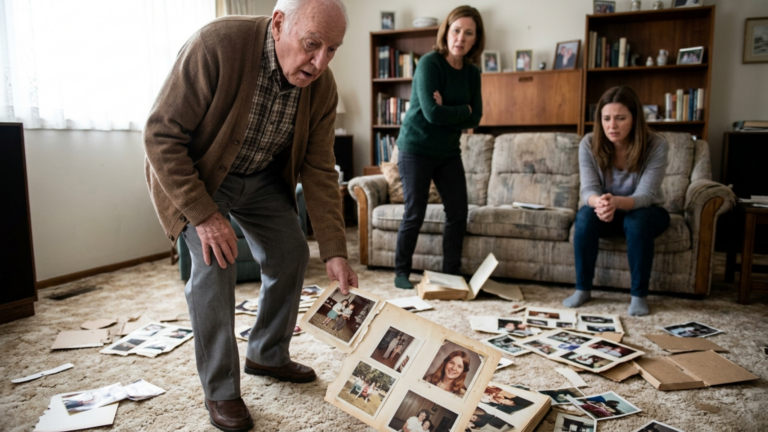 Die Stiefmutter riss das alte Fotoalbum ihrer erwachsenen Stieftochter auseinander und ließ die Seiten über den Teppich fallen – doch drei Sekunden später blieb der Großvater vor einer Seite stehen.