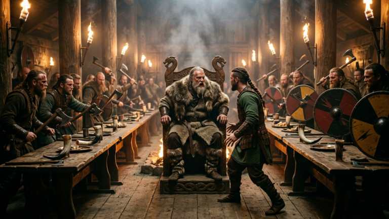 DER VIKING-SOHN TRAT SEINEN EIGENEN VATER VOR DEN HOCHSITZ — DOCH DER ALTE MANN NANNTE NUR EINEN NAMEN, UND ALLE GRIFFEN ZU DEN ÄXTEN