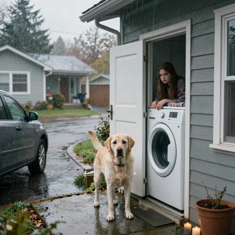 As A Mobile Vet, I Arrived At The Secluded Suburban Estate To Euthanize An Aggressive Senior Labrador… Only To Notice The Strange Behavior Of The Teenage Daughter Standing In The Shadows.

I’ve been an emergency mobile veterinarian for fourteen years, walking into countless homes on the worst days of people’s lives, but nothing prepared me for the suffocating silence of that house on Elm Creek Road, or the truth hiding behind a locked laundry room door.

The rain was coming down in thick, gray sheets as I drove up the winding driveway.

It was a Tuesday afternoon in late November, the kind of dreary, bone-chilling day that makes the world feel small and isolated.

My practice is based just outside of Seattle, and I’ve spent my entire career traveling to people’s homes to provide end-of-life care for their pets.

Usually, my arrivals are met with tears.

Usually, I walk into a living room filled with soft blankets, lit candles, and families huddled together, trying to say goodbye to a creature that has loved them unconditionally.

But this call was different.

The man on the phone had introduced himself as Richard.

His voice was calm. Too calm. It lacked the characteristic tremble, the heavy pauses, or the quiet desperation I hear from pet owners facing the end.

“We need you to come out today,” Richard had said, his tone flat and authoritative. “Our Labrador, Duke. He’s twelve. He’s lost his mind.”

I remember gripping the steering wheel of my van, the windshield wipers squeaking rhythmically against the glass.

I had asked Richard the standard intake questions.

How long had Duke been declining? Was he in pain? Had he been diagnosed with a terminal illness by their primary vet?

“He’s aggressive,” Richard had interrupted, cutting off my medical inquiries. “He’s confused. He growled at my wife this morning, and he snapped at me. He’s a danger to the family. He needs to be put down before he bites someone.”

In my line of work, behavioral euthanasia is a tragic reality.

Sometimes, cognitive decline in senior dogs leads to unpredictable aggression. Dementia can twist a loving family dog into a terrified animal that doesn’t recognize its own pack.

But even then, owners are usually devastated. They agonize over the decision.

Richard didn’t sound agonized. He sounded inconvenienced.

I pulled my van to a stop in front of the house.

It was a massive, modern estate made of concrete, dark wood, and expansive glass windows.

It looked more like a fortress than a home.

There were no flower pots on the porch. No welcome mat. No signs of life or warmth. Just sharp angles and cold, gray stone.

I turned off the ignition, letting the silence of the vehicle wash over me.

A heavy knot formed in my stomach. Call it instinct, call it fourteen years of reading the unspoken energy of households, but something felt deeply wrong.

I grabbed my medical bag from the passenger seat.

It contained my stethoscope, sedatives, and the final medication that stops the heart.

I stepped out into the freezing rain, pulling my coat tight against the wind, and walked up the long stone pathway to the front door.

Before I could even press the doorbell, the heavy door swung open.

A tall man with impeccably groomed hair and a crisp, ironed button-down shirt stood in the entryway.

He didn’t look like a man about to lose a dog he’d owned for over a decade. He looked like a CEO waiting for an employee who was running late.

“You’re the vet,” he said. It wasn’t a question.

“I am. Dr. Evans,” I replied, stepping out of the rain and into the cavernous foyer.

“Richard,” he said, offering a brief, firm handshake. “Let’s get this over with. He’s locked in the back.”

The inside of the house was spotless.

It was the kind of clean that feels unnatural. There was no dog hair on the baseboards. No water bowls in sight. No chewed-up tennis balls or worn-out dog beds.

The air smelled faintly of bleach and expensive citrus cleaner.

“Where is Duke?” I asked, keeping my voice low, trying to bring some sense of calm to the environment.

“Laundry room,” Richard said, marching down the long, echoing hallway. “We had to lock him in there after the incident this morning.”

As we walked toward the back of the house, I noticed a woman standing in the kitchen.

She was thin, with pale skin and dark circles under her eyes. She wore a high-necked sweater, her arms crossed tightly over her chest.

“This is my wife, Sarah,” Richard said without stopping.

I offered a small, sympathetic smile. “I’m very sorry we have to meet under these circumstances.”

Sarah didn’t speak. She just offered a jerky, tight nod, her eyes darting quickly toward her husband’s back, then down to the floor.

She didn’t follow us. She stayed rooted in the kitchen, perfectly still.

We reached the end of the hallway. A solid, heavy wooden door stood closed at the end of the corridor.

There was no sound coming from the other side.

Usually, a dog locked in a room will whine, scratch, or bark when strangers arrive.

There was nothing. Just a heavy, suffocating silence.

“He’s in there,” Richard said, stopping a few feet away from the door. He crossed his arms. “I want to be clear, Dr. Evans. He is unpredictable. If he lunges at you, that’s on you. Just give him the shot.”

I set my medical bag down on the floor.

My heart was beating a little faster now. I’ve dealt with aggressive dogs before. It requires patience, careful body language, and sometimes, a muzzle.

“Before we proceed with anything,” I said firmly, keeping my eyes locked on Richard’s. “I need to do an assessment. I don’t euthanize animals without seeing them first, understanding their baseline, and verifying the behavioral issues.”

Richard’s jaw tightened. “I told you his baseline. He’s dangerous.”

“I understand,” I replied softly but with absolute authority. “But I still need to evaluate him. It’s the law, and it’s my policy.”

Richard exhaled sharply through his nose. “Fine. But I’m not going in there with you.”

I turned toward the laundry room door.

I took a deep breath, preparing myself for the worst. I expected a snarling, terrified animal. I expected bared teeth and raised hackles.

I reached out and slowly turned the brass doorknob.

I pushed the door open just a few inches, leaving myself an escape route if the dog charged.

I peered into the dim room.

The light was off. The only illumination came from the hallway behind me.

In the far corner, wedged between the washing machine and the cold tile wall, was a large, golden Labrador.

His muzzle was completely white with age. His hips looked arthritic, resting awkwardly on the hard floor.

He wasn’t growling. He wasn’t showing his teeth.

He was just shaking.

His warm amber eyes looked up at me, wide and filled with an exhaustion I had rarely seen in an animal.

He didn’t look dangerous. He looked broken.

“Hey, buddy,” I whispered softly, crouching down to make myself smaller. “It’s okay.”

I opened the door wider, keeping my body sideways, non-threatening.

Duke didn’t move. He didn’t even lift his head. He just watched my hands, flinching slightly when I reached into my pocket for a treat.

I tossed a small piece of dried liver across the floor. It landed a few inches from his paws.

A truly aggressive, out-of-his-mind dog would either ignore the food or lunge at the movement.

Duke just slowly lowered his head, sniffed the treat, and gently ate it.

I looked back out into the hallway. Richard was standing exactly where I left him, his face a mask of irritation.

“He doesn’t seem aggressive, Richard,” I said quietly. “He seems terrified.”

“That’s an act,” Richard snapped, his voice echoing too loudly in the sterile hall. “He’s unpredictable. Are you going to do your job or not?”

I stood back up, my instincts screaming at me.

Something was deeply, fundamentally wrong. Dogs don’t fake terror. Dogs don’t act. They react to their environment.

And the environment in this house was toxic.

I was about to tell Richard that I would not, under any circumstances, euthanize this animal today, when a slight movement caught my eye.

Further down the hallway, half-hidden in the shadows of the staircase, someone was standing.

It was a teenage girl.

She couldn’t have been more than fifteen. She was wearing an oversized gray hoodie, the hood pulled up over her head.

She stood frozen, her hands stuffed deep into her pockets.

I couldn’t see her face clearly in the dim light, but I could see her posture. Her shoulders were hunched, her body rigid, as if making herself as small as physically possible.

Richard hadn’t mentioned a daughter.

“Who is that?” I asked, nodding toward the staircase.

Richard turned, his eyes narrowing as he spotted the girl.

“Maya,” he barked, his voice sharp and biting like a whip. “Go to your room. Now.”

The girl, Maya, flinched violently at the sound of his voice. But she didn’t move.

She just stood there in the shadows, trembling.

I looked from the angry, rigid father, to the terrified, silent daughter, and finally, back to the shaking dog cornered in the laundry room.

The pieces of a horrific puzzle were beginning to fall into place.

“Maya,” I said softly, ignoring Richard completely. “Is this your dog?”

The girl didn’t speak. She slowly raised her head, and for the first time, the hallway light caught her face.

My breath caught in my throat.

There was a faded, dark bruise resting heavily along her left cheekbone.

Before I could even process what I was seeing, before Richard could open his mouth to yell again, there was a sound from the laundry room.

The scraping of claws on tile.

I turned back to see the old Labrador standing up.

His back legs were trembling with arthritis, but his head was held high.

Duke walked out of the laundry room.

He didn’t look at me. He didn’t look at the father who wanted him dead.

He walked slowly, deliberately down the hallway, his tail tucked slightly, until he reached the shadows beneath the stairs.

Then, the dog did something that made my blood run cold and brought tears to my eyes.

Read the full story in the comments.
If you don’t see the new chapter, tap ‘All comments’.