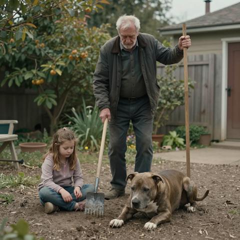 “I Was About To Kill The Stray Pit Bull Hovering Over My Granddaughter… But When I Looked At The Dirt Next To Her Ear, My Blood Ran Cold.”