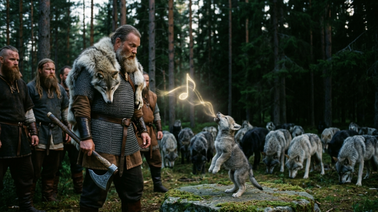 DER JARL WOLLTE DAS WOLFSJUNGE ERSCHLAGEN, WEIL ES UNGLÜCK BRINGEN SOLLTE — DOCH DER JUNGE BLIES NUR EINEN TON, UND ALLE WÖLFE AM WALDRAND SENKTEN DIE KÖPFE…