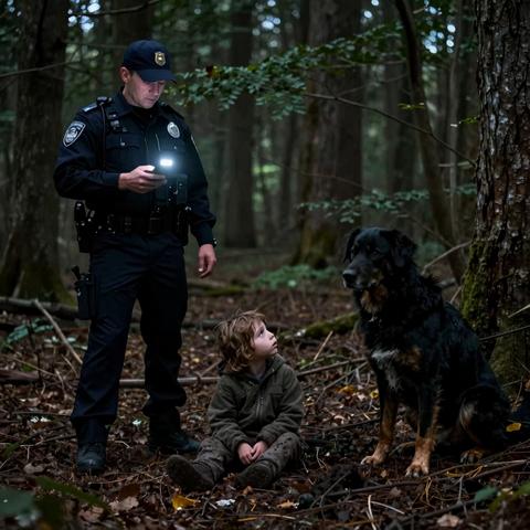 Police Officer Found a Lost Child Laughing Alone in the Forest — The Dog Beside Him Never Blinked Once