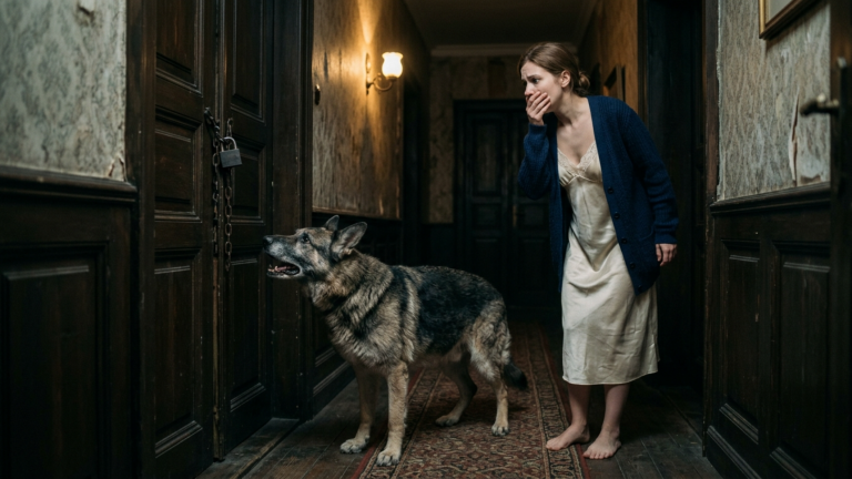 DER ALTE SCHÄFERHUND BELLTE JEDE NACHT NUR DAS VERSCHLOSSENE ZIMMER DER VILLA AN — BIS DIE NEUE EHEFRAU DARIN EINE STIMME HÖRTE, DIE LÄNGST TOT SEIN SOLLTE.