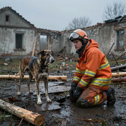 I’ve Worked Flood Rescue for 18 Years… But When a Starving 140-Pound Great Dane Refused to Leave a Collapsed House for 16 Hours After Everyone Else Gave Up, What I Found Beneath the Floor Was Still Breathing