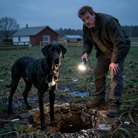 I’ve Worked Rural Investigations for 13 Years… But When a Starving 125-Pound Great Dane Refused to Leave an Abandoned Well for 8 Hours, What I Found at the Bottom Made My Hands Shake
