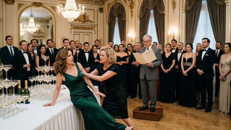 63 VERWANDTE IM BALLSAAL DES LUXUSHOTELS STANDEN STUMM DA, ALS MEINE SCHWESTER MICH GEGEN DEN CHAMPAGNERTISCH STIEẞ, NACHDEM ICH SIE MIT MEINEM MANN ERWISCHT HATTE — DENN SIE WAR DIE BEVORZUGTE ERBIN UNSERER FAMILIE … BIS DER NOTAR DEN GERICHTLICHEN ERBSCHAFTSBESCHLUSS MIT MEINEM NAMEN ÖFFNETE