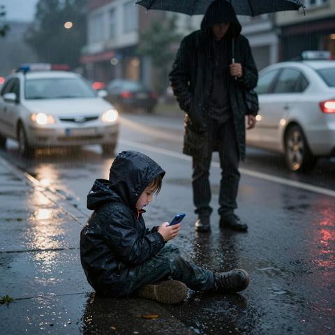 In the rain, a 4-year-old sat alone for two hours, holding a small bag, as cars passed by—murmuring, “I can’t go back yet.”