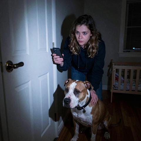 I Locked My Aggressive Rescue Pitbull Out Of My Newborn’s Nursery At 2 AM Thinking He Was Jealous, Until The Sound Of Shattering Glass Downstairs Forced Me To Look Outside.