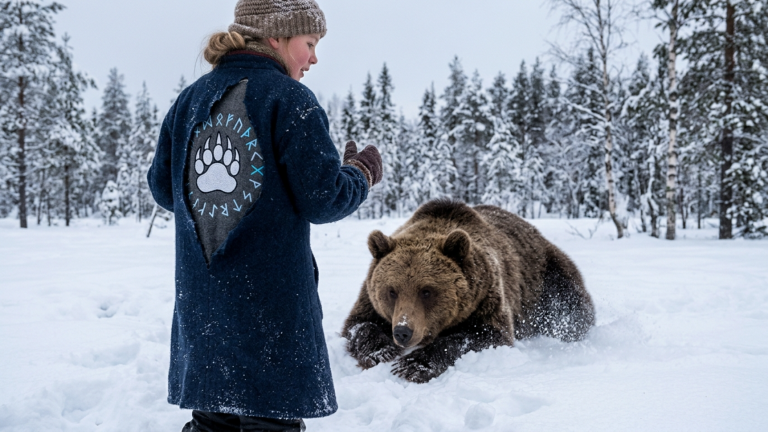 DIE WILDE BÄRIN RASTE AUF DAS MÄDCHEN IM SCHNEE ZU — DOCH ALS IHR MANTEL AUFRISS UND DAS ZEICHEN DES NORDCLANS ERSCHIEN, LEGTE SICH DAS TIER VOR IHR NIEDER