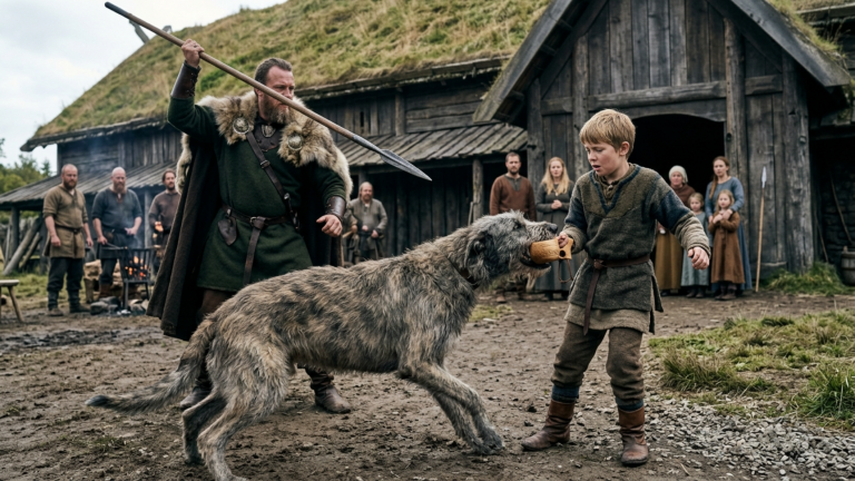 DER ALTE HUND STÜRZTE SICH AUF DEN JUNGEN VOR DEM LANGHAUS, UND DER JARL HOB SCHON DEN SPEER — DOCH DAS TIER BISS NICHT IHN, SONDERN DEN BECHER IN SEINER HAND…