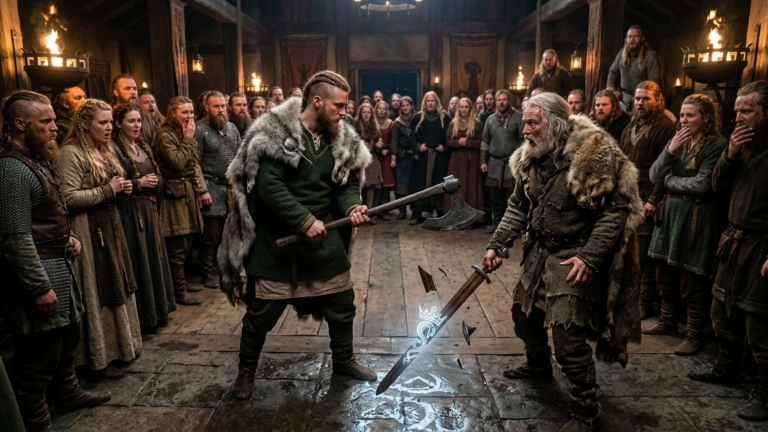 Der Wikingerprinz zerbrach das Schwert eines alten Kriegers vor der gesamten Halle… doch als die Klinge zu Boden fiel, erschien das Zeichen des ersten Königs.