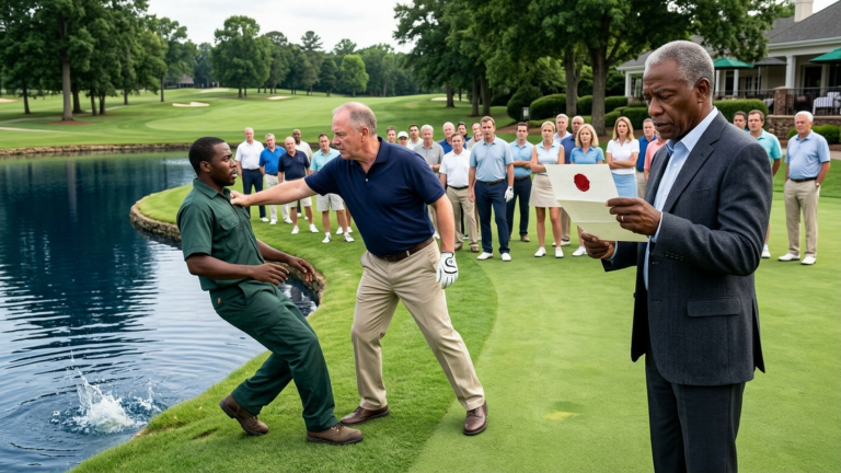 DER CHEF DES GOLFCLUBS STIEẞ DEN ARMEN SCHWARZEN GÄRTNER VOR 61 MITGLIEDERN IN DEN TEICH WEIL ER AUF DEM RASEN DER REICHEN STAND — BIS DER BÜRGERMEISTER DAS SIEGEL AUF SEINEM BRIEF SAH UND NIEMAND MEHR SPRACH