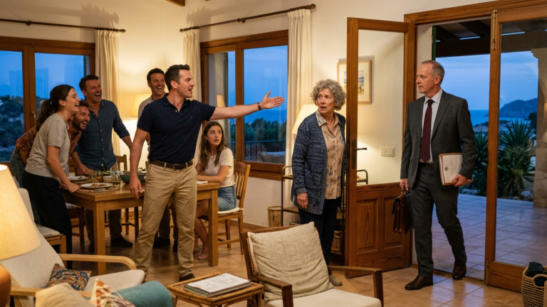 Die ganze Familie lachte, als mein Bruder unsere Mutter aus der Villa warf und behauptete, sie gehöre allein ihm… bis der Notar durch die Tür trat.