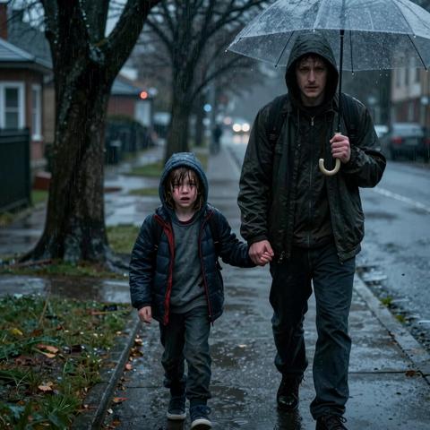 I Told My Five-Year-Old To Stop Crying And Keep Moving Through The Rain. When He Asked To Turn Back One Last Time, The Quiet After That Made Me Realize He Wasn’t Afraid For Himself.