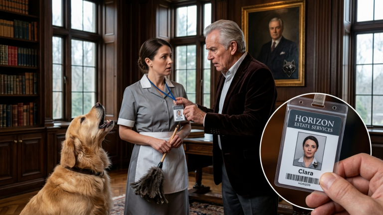 DER GOLDEN RETRIEVER HEULTE JEDES MAL, WENN DIE NEUE HAUSHÄLTERIN DAS HAUS BETRAT — BIS DER MILLIARDÄR DAS FOTO IN IHREM AUSWEIS WIEDERERKANNTE…