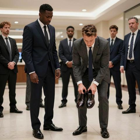 A Black Man Was Being Forced Out of the Building in Front of Everyone — He Didn’t Argue… He Started Taking Off His Shoes