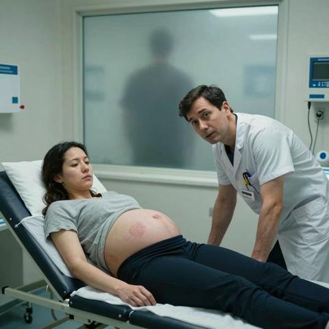 She Was Sitting in Room 3 When I Walked In — 34 Weeks Pregnant, Hands Folded Tight in Her Lap… The Bruises on Her Legs Were Faint, Almost Gone — Except They Formed Something I Couldn’t Unsee… And When I Asked, She Didn’t Answer — She Just Looked at the Door