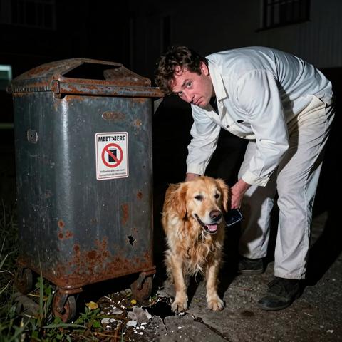 I run a small butcher shop in a quiet Ohio town. For three days, a battered retriever frantically clawed at the concrete under my dumpster. When I finally moved the heavy metal bin…