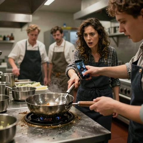 “AZOTÓ UN SARTÉN DE HIERRO Y EMPUJÓ A MI ESPOSA EN LA COCINA… Y LO QUE HICIERON MIS COCINEROS ME DEJÓ HELADO.”