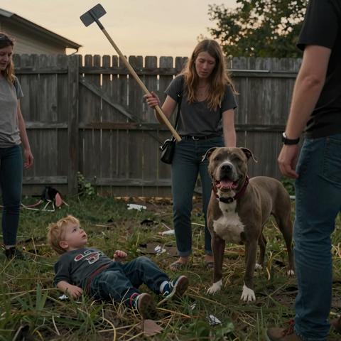 I Raised A Heavy Steel Shovel To Strike The Vicious Pitbull Attacking My Three-Year-Old Son… But Then I Saw What Was Waiting On The Other Side Of The Fence. It Broke Me.