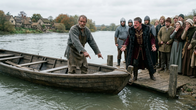 Der Alte Fährmann Verweigerte Dem König Die Überfahrt Und Wurde Vor Allen Beschimpft — Doch Er Zeigte Nur Auf Das Wasser Unter Dem Boot.