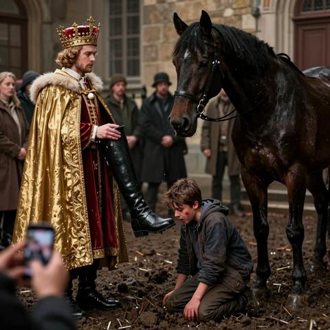 The Arrogant New King Kicked My Poor Son Into The Muddy Courtyard, But When The Late King’s Fierce Black Warhorse Bowed To The Bleeding Boy, The Entire Royal Court Stopped Breathing
