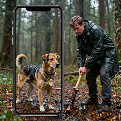 Every single day at exactly 3 PM, an old stray dog carried a filthy stuffed animal into the dense woods… until a massive storm washed away the dirt hiding his tragic secret.