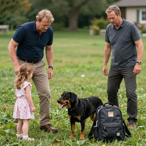 A wealthy HOA board member attacks a veteran’s police dog for pinning his little girl — until one horrifying movement inside the mesh pocket makes everyone freeze.