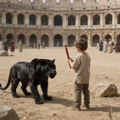 25. A Nameless Orphan Was Thrown Into The Emperor’s Deadliest Arena To Be Mocked By The Nobles—But The Giant Black Panther Did Not Attack, And One Hidden Mark On The Boy’s Wooden Flute Made The Entire Colosseum Go Dead Silent.