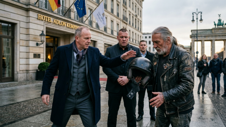 KAPITEL 2 – Der Milliardär Schlug Dem Alten Biker Vor Dem Berliner Luxushotel Den Helm Aus Der Hand — Doch Als Eine Schwarze Karte Aus Dem Futter Fiel Wurde Sogar Sein Sicherheitschef Still.