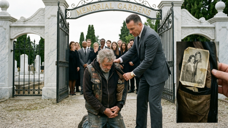 KAPITEL 2 – Der Besitzer Eines Luxusfriedhofs Stieß Den Alten Biker Vor Dem Marmortor Auf Die Knie — Doch Als Seine Weste Aufriss Verstummten Alle Trauergäste Wegen Des Vergilbten Fotos Im Futter.