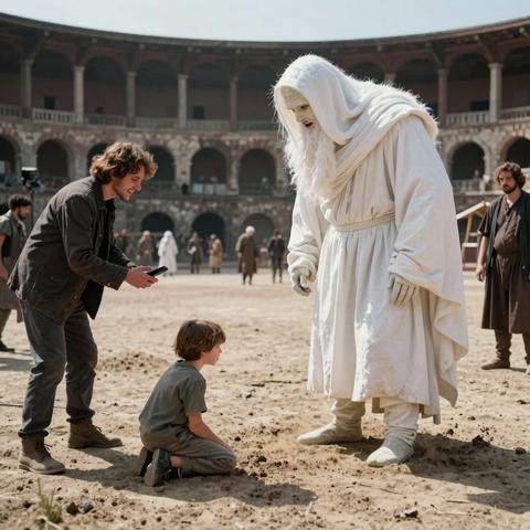 67. The cruel arena master sneered at the barefoot orphan, forcing him onto the scorching sands before a roaring crowd to face Rome’s most terrifying predator—but the laughter died instantly when the massive white beast suddenly froze, bowing its head at the boy’s feet.
