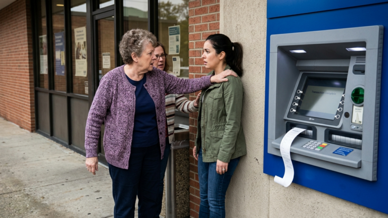 Die Schwiegermutter schlug ihre Schwiegertochter vor dem Bankautomaten und stieß sie gegen die Wand – doch drei Sekunden später kam ein Beleg heraus, den niemand erwartet hatte.