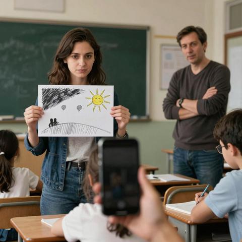 A First Grader Handed Me A Drawing With A Pitch Black Sky And A Lifeless Gray Sun… The Devastating Reason Behind Her Gloomy Colors Is A Teacher’s Absolute Worst Nightmare.