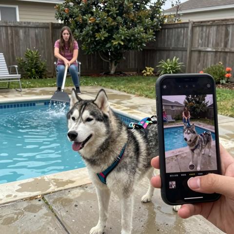 “Our Husky Who Had Never Touched Our Daughter In 4 Years Suddenly Lunged Across The Pool Deck And Clamped His Jaws Around My 3-Year-Old’s Swimsuit, Ripping Her Away From The Water’s Edge. My Wife Hit Him With A Pool Chair So Hard It Bent In Half. He Didn’t Let Go. He Dragged Our Screaming Baby 20 Feet Across The Concrete… We Didn’t See What Was Coiled On The Pool Steps Until The Paramedic Pointed His Flashlight At It And Told Us To Back Away Slowly.”