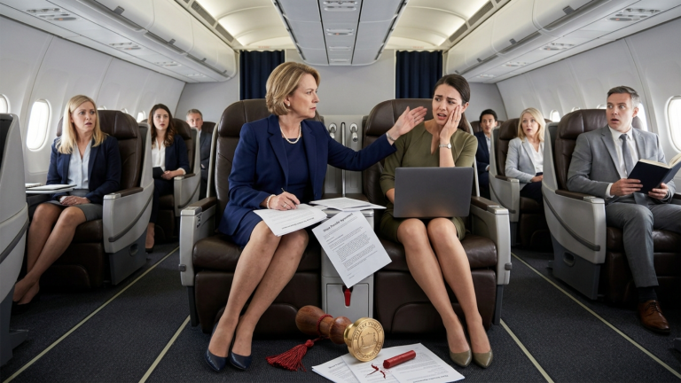 DIE SCHWIEGERMUTTER OHRFEIGTE IHRE SCHWIEGERTOCHTER IN DER BUSINESS-CLASS, WEIL SIE DIE FIRMENANTEILE NICHT AUF IHREN MANN ÜBERTRAGEN WOLLTE — DOCH ALS EIN ROTES NOTARSIEGEL AUF DEN BODEN FIEL, WURDEN ALLE PASSAGIERE BLASS.