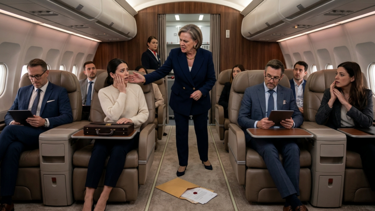 DIE SCHWIEGERMUTTER OHRFEIGTE IHRE SCHWIEGERTOCHTER IM VIP-BEREICH DES FLUGZEUGS, WEIL SIE DIE VOLLMACHT NICHT HERAUSGEBEN WOLLTE — DOCH ALS DER UMSCHLAG MIT DEM ROTEN SIEGEL HERAUSRUTSCHTE, DREHTE SICH KEIN PASSAGIER MEHR WEG.