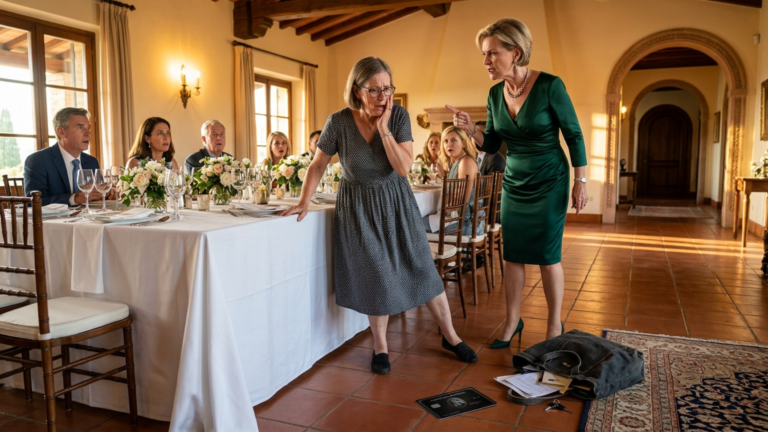 MEINE ZUKÜNFTIGE SCHWIEGERMUTTER OHRFEIGTE MEINE MUTTER GEGEN DEN FESTTISCH UND TRAT IHRE ALTE STOFFTASCHE ÜBER DEN BODEN DER VILLA, WEIL SIE SIE FÜR EINE ARME FRAU HIELT, DIE SICH ALS VERWANDTE AUSGEBEN WOLLTE — DOCH ALS EINE SCHWARZE KARTE AUS DER TASCHE FIEL, ZERSTÖRTE GENAU DIESE KARTE DAS GANZE LEBEN MEINER SCHWIEGERMUTTER.