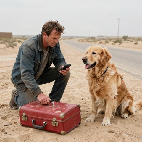 I Drove Past A Golden Retriever Guarding A Battered Red Suitcase On Route 66 For Three Weeks. When I Finally Stopped And Opened It, My Soul Shattered. – storyteller