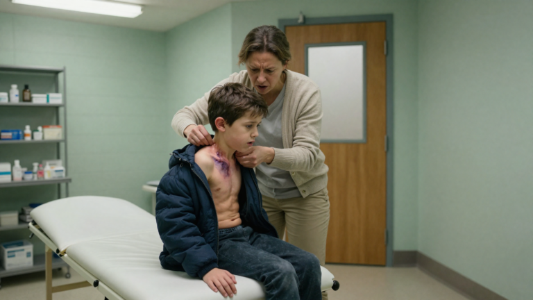 The 8-Year-Old’s Teacher Swore The Deformed Lump On His Back Was Just A Ridiculous Backpack Injury, A Clumsy Kid Being Dramatic—But When I Finally Coaxed Off His Coat And Gently Pressed The Bruised Swelling, The Child Didn’t Cry. He Just Looked At The Door, Shaking, And Whispered The Words That Shattered My Heart: “Am I In Trouble For Telling?” – storyteller