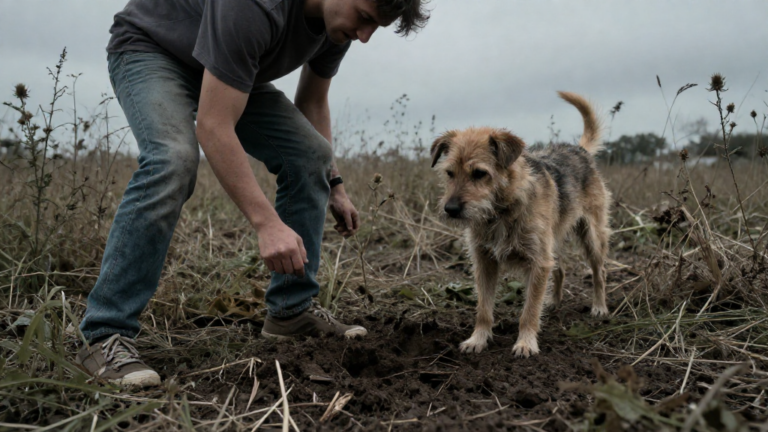 “I Rescued A Bleeding Stray Dog From Highway 90, But He Kept Escaping To Stand In An Abandoned Field. When I Finally Followed Him And Looked Down At The Dirt, My Blood Ran Completely Cold.” – storyteller
