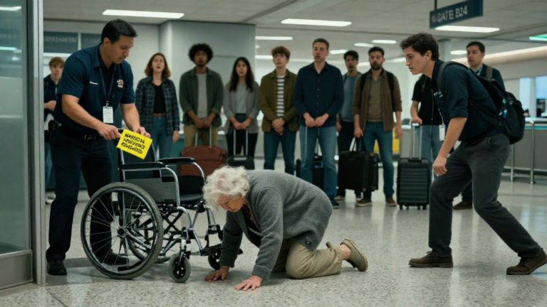 An Airport Gate Agent Ripped The Medical Assistance Tag Off My Elderly Disabled Mother’s Chair, Forcing Her To Try Crawling Toward The Boarding Gate While The Terminal Watched In Silence. – storyteller